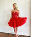 Sexy Red Tulle Sweetheart V-Neck A-Line Mini Dresses/ Homecoming Dresses With Beading, HD0258