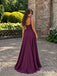 Plum Chiffon Wide Strap Sweetheart A-Line Gown With Twisted Ruched Bodice & Flowy Full Skirt, PD13882