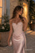 Blush Pink Satin Sweetheart Mermaid Gown With Beaded Corset Bodice & Draped Waist, PD13873
