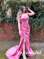 Sexy Soft Satin Spaghetti Straps V-Neck Sleeveless Side Slit Mermaid Floor Length Bridesmaid Dresses, SFWG00604