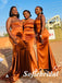 Sexy Mismatched Burnt-Orange Soft Satin Sleeveless Mermaid Floor Length Bridesmaid Dresses, SFWG00600