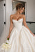 White Heavy Satin Sweetheart Corset Ball Gown Wedding Dress With Voluminous Skirt & Sweep Train,SFWD0112