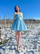 Sexy Shiny Blue Tulle Sweetheart A-Line Mini Dresses/ Homecoming Dresses, HD0260