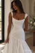 White Mikado Satin Thick Strap Cowl Neck Draped Corset Bodice Flowy A-Line Skirt Floor Length Wedding Dress, SFWD0099