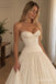 White Mikado Satin Strapless Sweetheart Neck Structured Corset Bodice Pleated Skirt Ball Gown Floor Length Bridal Dress, SFWD0100