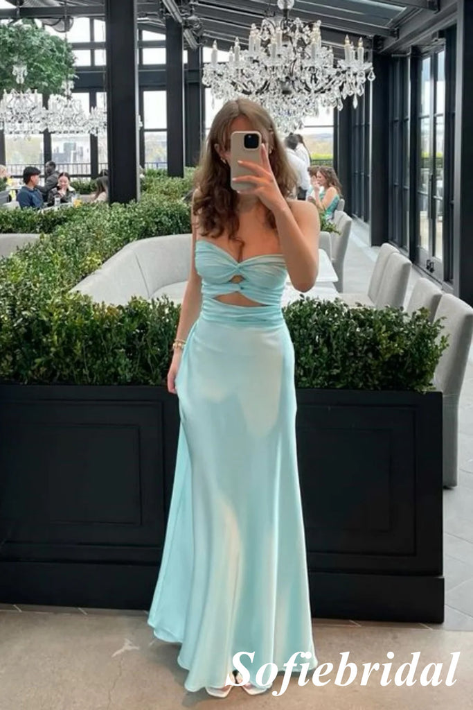 Sexy Soft Satin Sweetheart Sleeveless Mermaid Maxi Prom Dress, PD01124