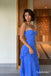 Cornflower Blue Chiffon Spaghetti Strap Sweetheart Maxi Gown With Fitted Bodice & Asymmetrical Tiered Ruffle Skirt, PD13879