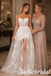 White Lace Mini Wedding Dress Strapless Sheer Tulle Bridal Gown, SFWD0086