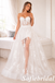 White Lace Mini Wedding Dress Strapless Sheer Tulle Bridal Gown, SFWD0086