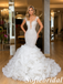Beaded Lace Mermaid Wedding Dress With Ruffled Organza Skirt, SFWD0087