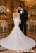 Satin Lace Long Sleeves Mermaid Wedding Dress, SFWD0092