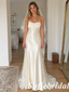 Soft Ivory Silk Satin Sweetheart Mermaid Bridal Dress Simple Wedding Gown, SFWD0095