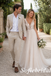 Light Nude Sparkle Tulle Lace Sleeveless Deep V A-Line Bridal Gown, SFWD0094
