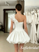 Chic Satin Off Shoulder Ruffle Short A-Line Bridal Dress for Wedding, SFWD0084