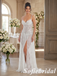 Shiny Beaded Sequin Spaghetti Strap Wedding Dress With Slit, SFWD0085