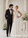 Elegant White Halter Lace A Line Wedding Dress, SFWD0096