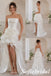 Modern White Strapless Satin High Low Wedding Dress, SFWD0097