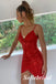 Sexy Red Sequin Spaghetti Straps V-Neck Sheath Mini Dresses/ Homecoming Dresses, HD0253