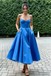 Spaghetti Strap Sweetheart Satin Midi Prom Dress A-Line Formal Bridesmaid Gown, PD01283