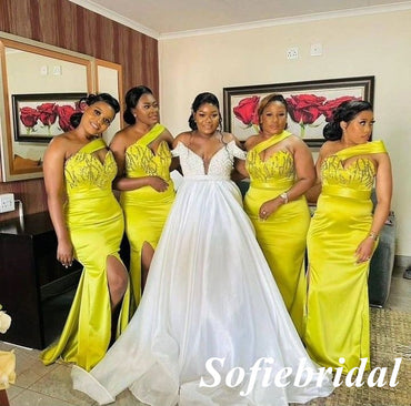 Sexy One Shoulder Sleeveless Side Slit Mermaid Floor Length Bridesmaid Dresses, SFWG00608 Sexy One Shoulder Sleeveless Side Slit Mermaid Floor Length Bridesmaid Dresses, SFWG00608
