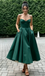 Spaghetti Strap Sweetheart Satin Midi Prom Dress A-Line Formal Bridesmaid Gown, PD01283