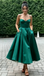 Spaghetti Strap Sweetheart Satin Midi Prom Dress A-Line Formal Bridesmaid Gown, PD01283