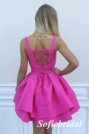 Sexy Azalea Satin Spaghetti Straps V-Neck A-Line Mini Dresses/ Homecoming Dresses, HD0255