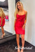 Sexy Red Soft Satin Spaghetti Straps Sheath Mini Dresses/ Homecoming Dresses, HD0254