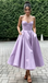 Spaghetti Strap Sweetheart Satin Midi Prom Dress A-Line Formal Bridesmaid Gown, PD01283