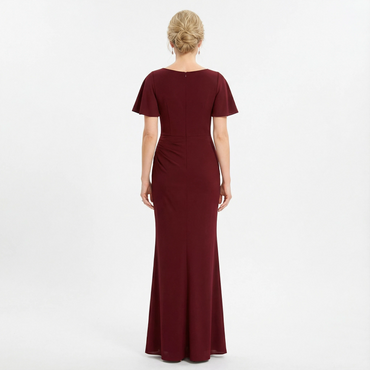 Elegant Crepe Short Sleeves Scoop Sheath Mother Of The Bride Dresses, SFM011