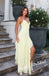 Sexy Chiffon Spaghetti Straps Sleeveless Ruffled A-Line Maxi Prom Dress/Graduation Dresses With Split, PD01179