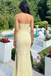 Sexy Yellow Tulle Lace Sweetheart Sleeveless Side Slit Mermaid Maxi Prom Dress/Graduation Dresses, PD01185