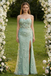 Sexy Mint-Green Tulle Lace Sweetheart Sleeveless Side Slit Mermaid Maxi Prom Dress/Graduation Dresses, PD01186