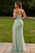 Sexy Mint-Green Tulle Lace Sweetheart Sleeveless Side Slit Mermaid Maxi Prom Dress/Graduation Dresses, PD01186