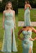 Sexy Mint-Green Tulle Lace Sweetheart Sleeveless Side Slit Mermaid Maxi Prom Dress/Graduation Dresses, PD01186