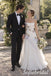 Ivory Chiffon Beaded Floral Applique Off Shoulder Open Back A-Line Wedding Dress,PD1346