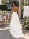 Romantic Ivory Satin Halter Deep V Open Back Ruched High Low Prom Dress,PD1340