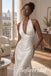 Ivory Satin Pleated Halter Deep V Open Back Floor Length Column Wedding Dress,PD1349