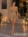 Luxurious Gold Fully Beaded Strapless Deep V Bodycon Mini Evening Gown With Low Open Back,PD1341