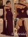 Timeless Burgundy Chiffon One Shoulder Draped Ruched Mermaid Bridal Party Gown,PD1343