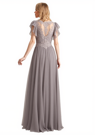 Elegant Chiffon Flutter Sleeves Floor-Length A-Line Maxi Mother Of The Bride Dresses, SFM002
