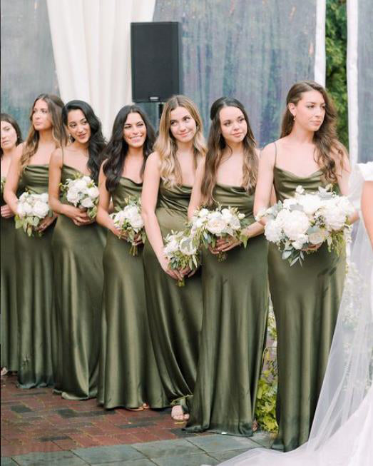 Turquoise Satin Spaghetti Straps A-line Beautiful Bridesmaid Dresses, SFWG00427