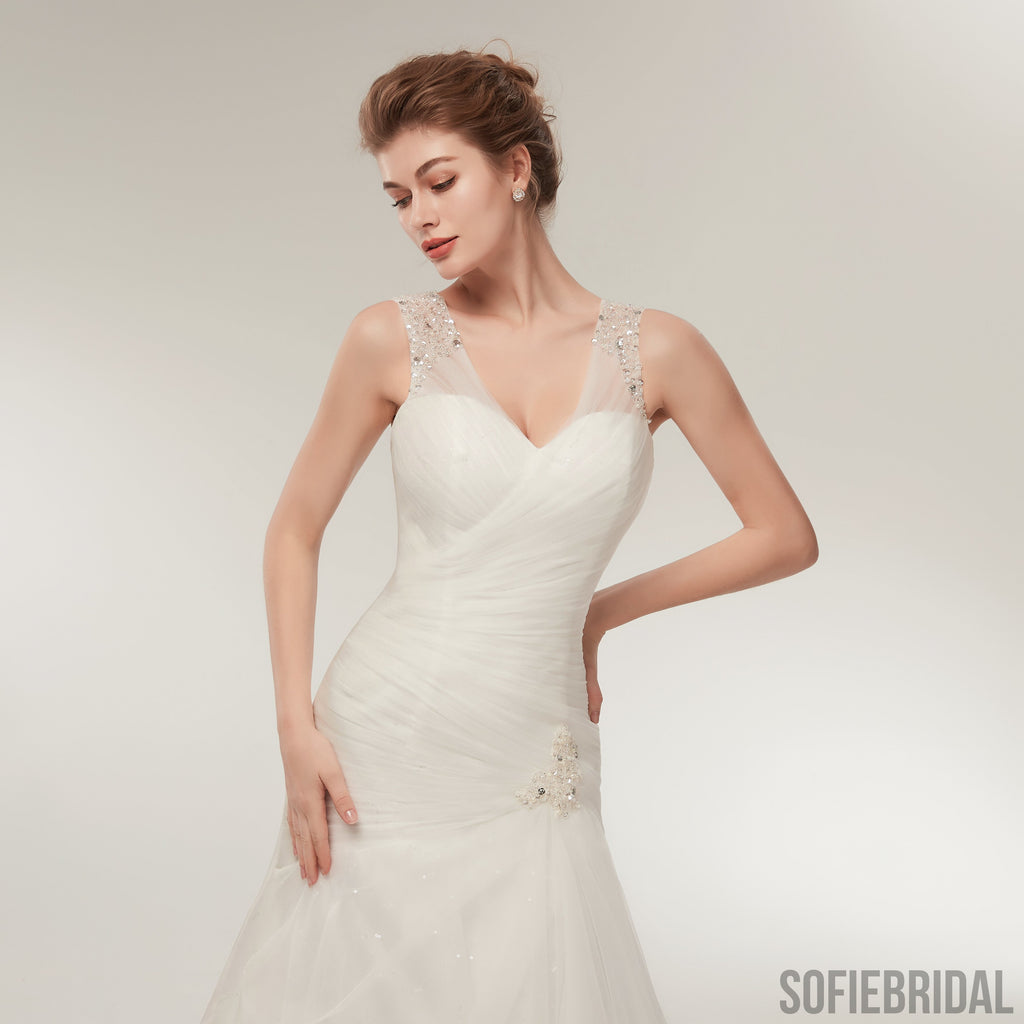 Mermaid Sweetheart Beading Elegant Wedding Dresses With Pleats WD0459