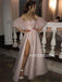 A-line Sweetheart Off-shoulder Saprkly Prom Dresses With Split, PD1042