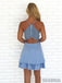 Spaghetti Straps V-neck Simple Satin Lace Back Homecoming Dresses, HD0103