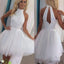 Short white beads sparkly open back off shoulder homecoming prom dress,BD0008