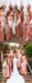 Sexy Mismatched Pink Sleeveless Side Slit Mermaid Floor Length Bridesmaid Dressses, SFWG00451