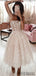 A Line Spaghetti Straps Tea Length Tulle Prom Dresses, PD0084
