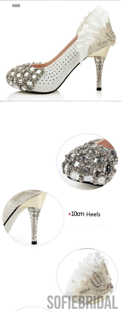Popular Handmade Rhinestone High Heels Pointed Toe Crystal Wedding Shoes, S002