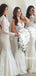 Sexy Mermaid Halter Long Sleeve White Cheap Bridesmaid Dresses,SFWG00356